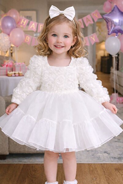 lunavella Girls' Formal Long Sleeve Birthday, Wedding and Special Occasion Dress