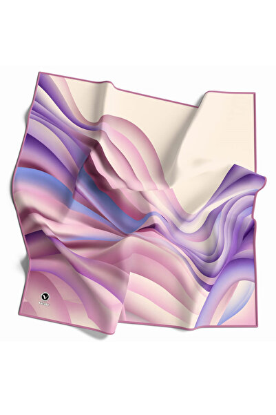 VİOLLA Kristal Geometrik Desenli Pembe Renkli 90x90 Eşarp (İpek İçermez) Kena...