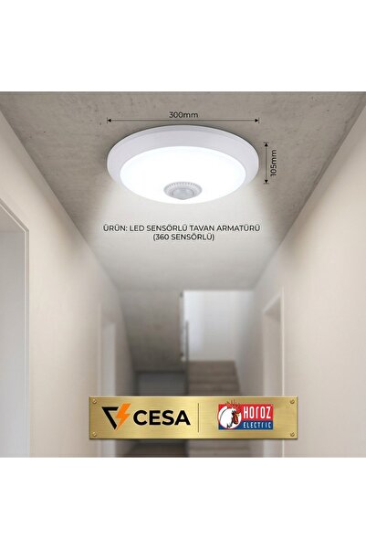 cesaa elektirik Horoz Elektrik Sensörlü Tavan Armatür 360D 2XE27 ( beyaz kasa...