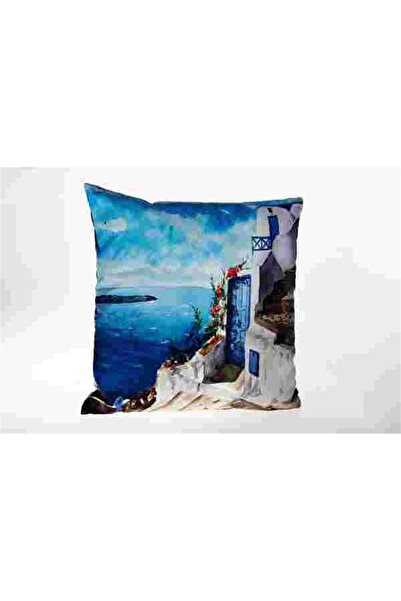 Doqu Home Alacatı Sa deznom Štampano Punjen K Jastuk ALC05 45x45 - Plava