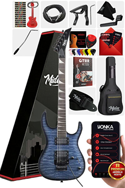 Midex Crade Blue Rosewood Klavye Super Strat Kasa HH Yüksek Kaliteli Elektro ...