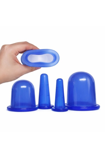 MediPal 5 Adet Silikon Vücut Ve Yüz Masaj Kupası Hacamat Kupası Seti Pembe - Mavi Facial Cupping