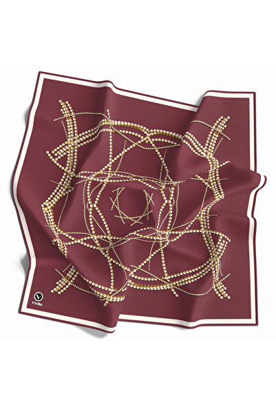 VİOLLA Twill Boncuk Desenli Gül Kurusu Renkli 90x90 Eşarp (İpek İçermez) Kena...