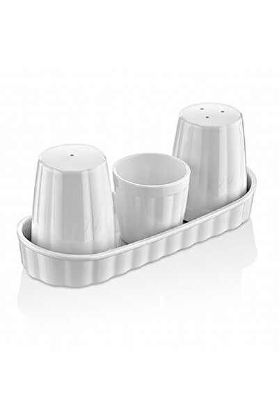 GastroPlast Tuzluk-biberlik-kürdanlık 3lü Plastik Set ( Porselen Görünümlü Kı...