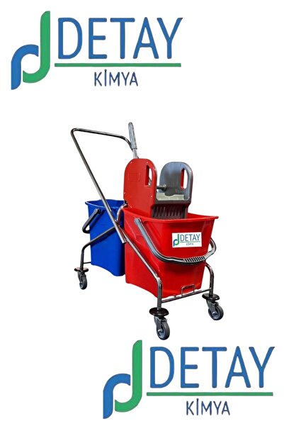 Genel Markalar DETAY Çift Kovalı Krom Temizlik Arabası Paspas Arabası (PLASTİ...