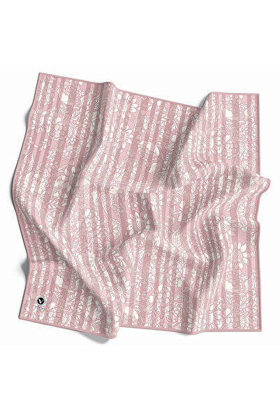 VİOLLA Twill Batik Şal Desenli Pudra Renkli 90x90 Eşarp (İpek İçermez) Kenar ...
