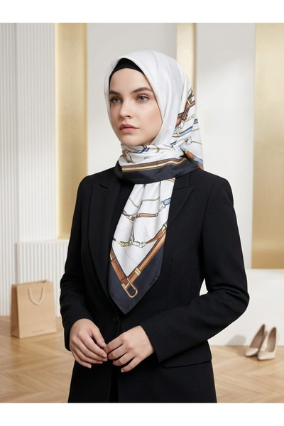 Parla TREND Kemer ce zincir Detaylı Geometrik Soft Pamuk Eşarp