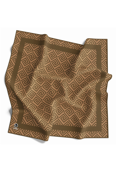 VİOLLA Twill Minimalist Desenli Bej Renkli 90x90 Eşarp (İpek İçermez) Kenar D...