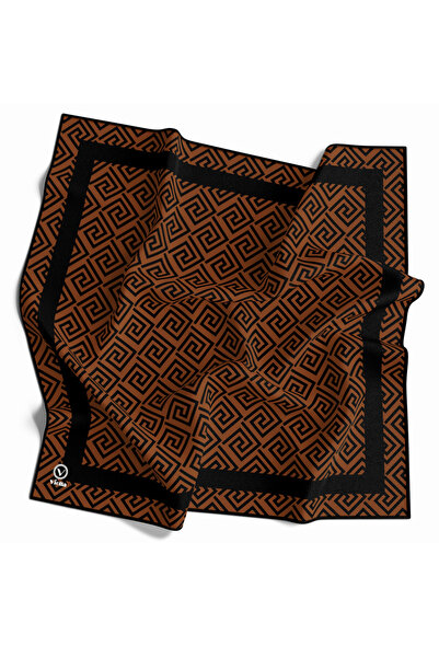 VİOLLA Twill Minimalist Desenli Taba Renkli 90x90 Eşarp (İpek İçermez) Kenar ...