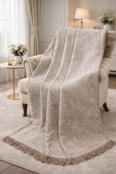 Özlü Home Husa de lux din bumbac pentru canapea-Canapea Maro 170x350 Fata dub...