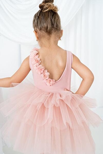 My Baby By Merry فستان راقصة الباليه المنفوش باللون الوردي الفاتح مع تفاصيل ز...