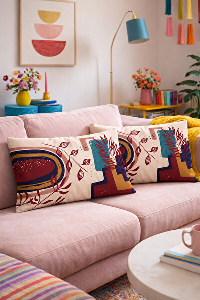 SasoHome Harmonija plave i crvene Sa deznom 2-dijelni pravougaonik Navlaka za...