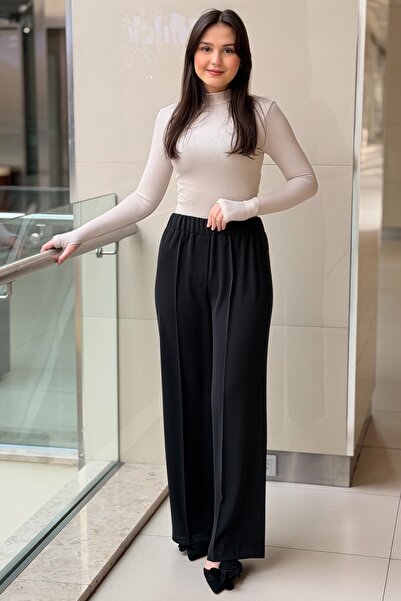 sentez giyim Sentez Colmar Beli Lastikli Geniş Paça Pantolon