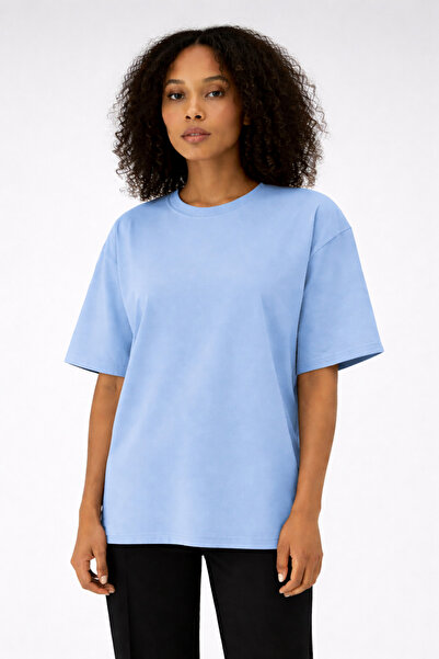 İLKCET MODA Μπλουζάκι Unisex Baby Blue oversized Mold Tok Fabric Basic