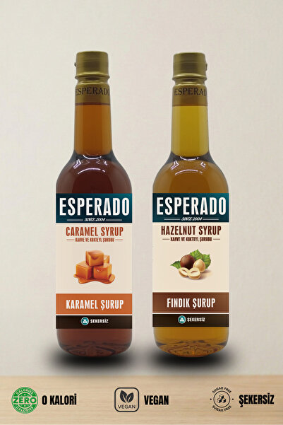 ESPERADO ŞEKERSİZ -SUGAR FREE KARAMEL- FINDIK AROMALI KAHVE ŞURUBU 750 ML *2 ...