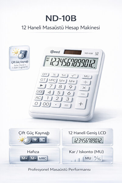 Need ND-10B Beyaz Hesap Makinesi 12 Haneli