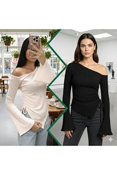 Lufthimm Pachet de 2 negru, bej TOP STILAT FĂRĂ UMĂR, DESIGN FLEXIBIL CU SNUR...