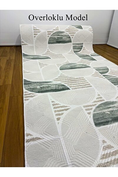 NaRStore Home Dinar Geometrik Modern Desen Yeşil Kaymaz Taban Yıkanabilir Kes...