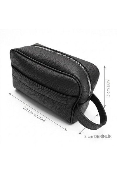 JR Boutique Men's Clutch Bag Faux Leather Double Strappy Day Daily Hand Portfolio - Black Multi-Purpose Clutch Bag