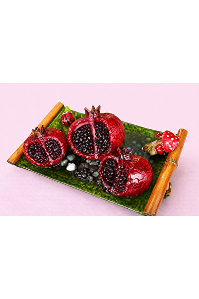 Home Dekoratif Nar Figürlü Tepsi | Bereket ve Şans Simgeli Masa Üstü Biblo