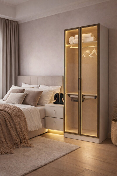 eos mobilya Pantolonluklu Uzun Askılı Gardırop Modülü 100x59x218 cm Reflekte ...