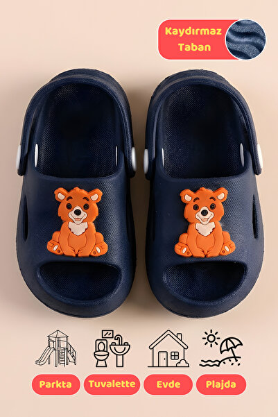 ZOLESSA Erkek Çocuk Sandalet Lacivert Kaydırmaz Tabanlı Hayvan Figürlü Ortope...