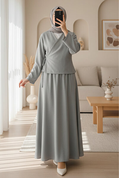 HİJABAYA Σετ λινό με φούστα με πλαϊνό δέσιμο