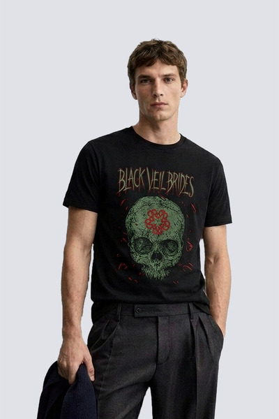 Unisex Regular Fit Baskılı T-Shirt %100 Pamuk - Black Veil Brides - RCK44840