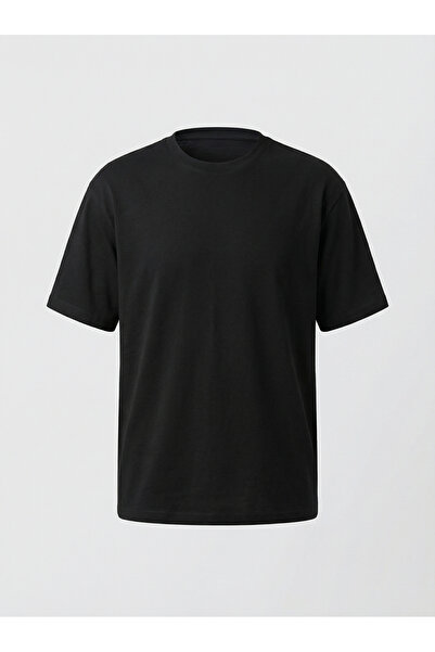 WAMOSSALAPLI Oversize Fit Kalın Dokulu Siyah Tsirt