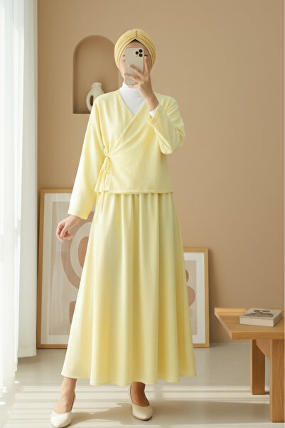 HİJABAYA Σετ λινό με φούστα με πλαϊνό δέσιμο