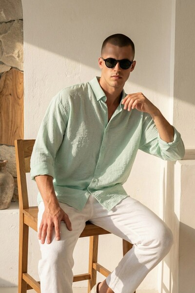 MADZEYMODA Ανδρικό πράσινο πουκάμισο Premium LS-19832