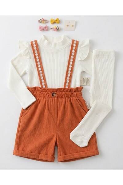 Ege Bebek Κορίτσια 2-3-4-5-6 ετών με βελούδινο σορτς, φόρεμα 2 τεμαχίων και κ...