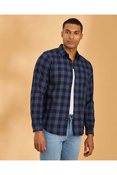 REDTAG Men Navy Checkered Shirt