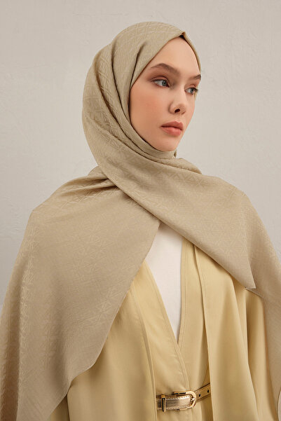 Armine Șal din Lyocell - Model cu logo dublu A - ALY5-64 - Bej nisipiu