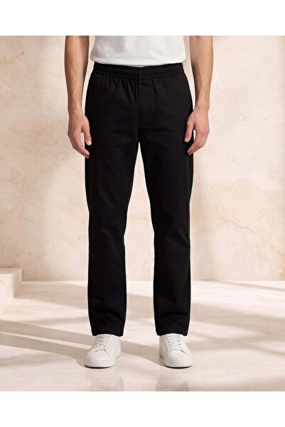 REDTAG Men Black Basic Pull On Trousers