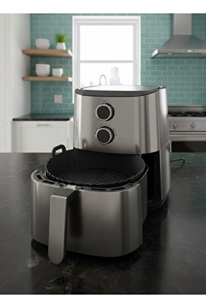 cook&kitchen Silicone Fryer Basket Black 21 cm Round Pattern