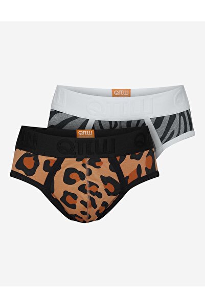 Henderson Men's Underwear Briefs 2-Pack Zebra & Leopard Print Bold Hems Desig...