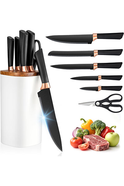 OEM 6-piece stainless steel kitchen knife set with stand