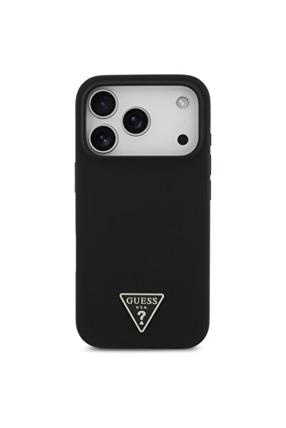 Guess Silicone Triangle Logo MagSafe Case for iPhone 17 Pro - Black