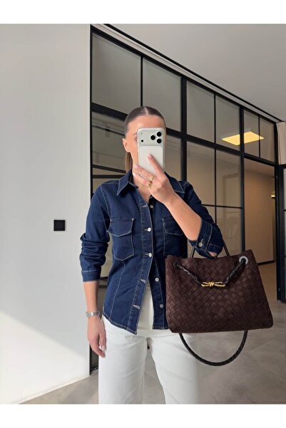 BB Bensu Buyruk Lycra Pocketed Denim Shirt