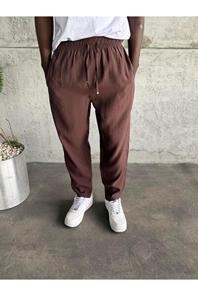 KağanKY Brown Tencel Fabric Boyfriend Pants