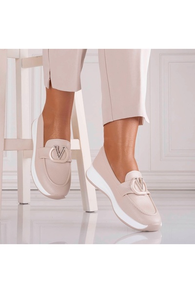 CAROLIE Women's Casual Beige Shoes Made of Ecological Leather Nelisia, 39