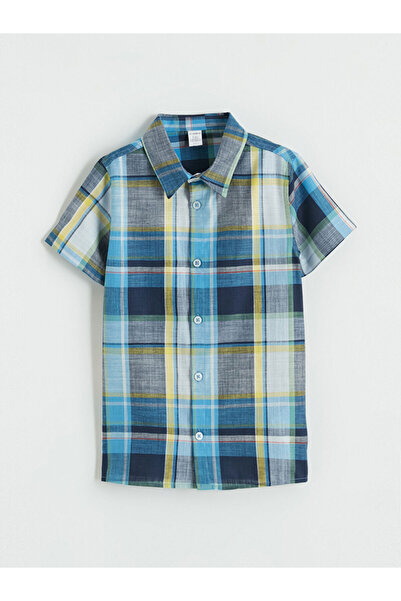 LC Waikiki GiyÇık Store Πράσινο καρό κοντομάνικο πουκάμισο για αγόρια