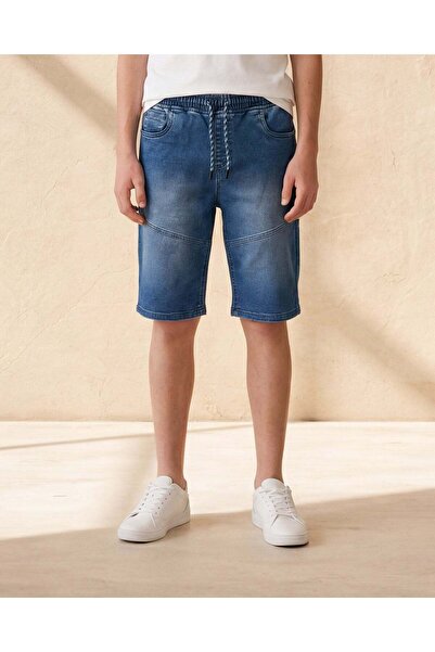 REDTAG دنيم أزرق محبوك للأولاد الكبار، مصمم ومخيط