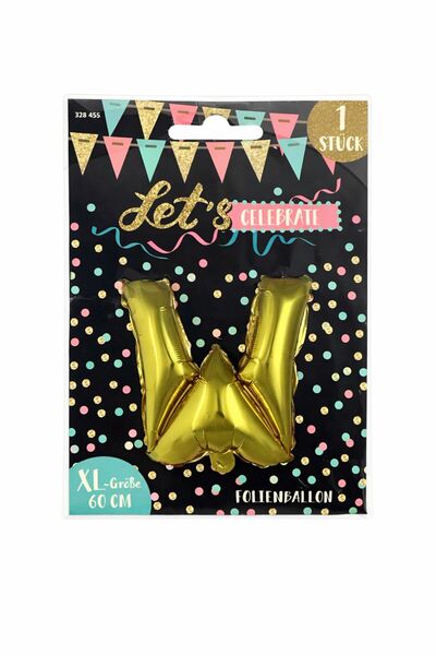 Party Gold letter "W" foil balloon, 60 cm