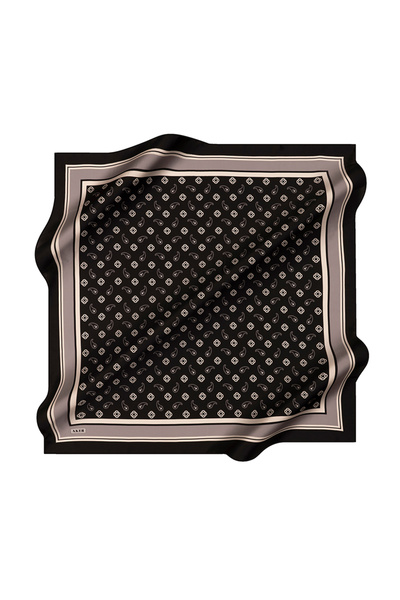 Aker Black 90X90 Silk Crepe Satin Scarf