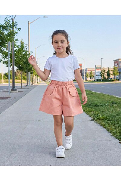 REDTAG شورت بناتي مزين باللون الخوخي