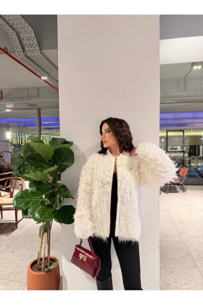 Neva Wear Women's Shaggy Tassel Knit Cardigan – Trendy Model with Fuzzy Texture