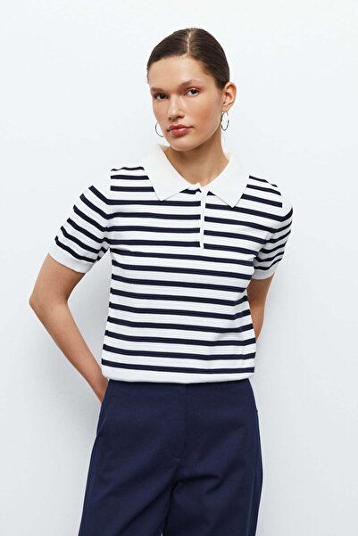 urban focus Çizgili Polo Yaka Triko T-Shirt