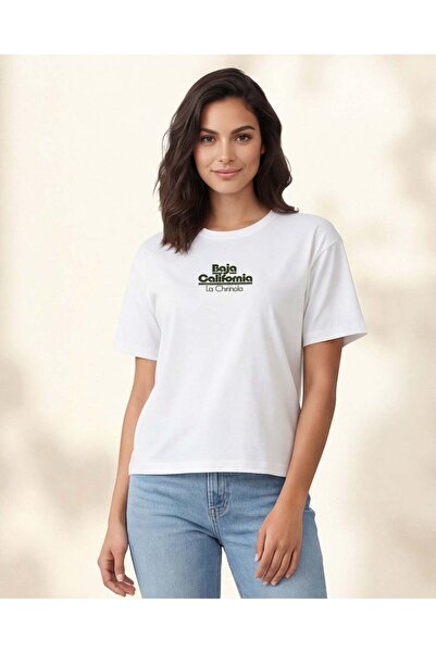 REDTAG تيشيرت نسائي أبيض مطبوع قماش إنترلوك